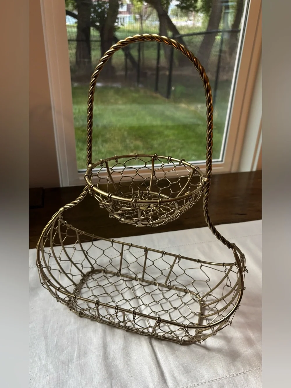Gold Wire Two-Tier Display Basket